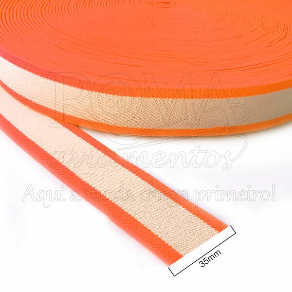 elastico listrado branco laranja fluor b